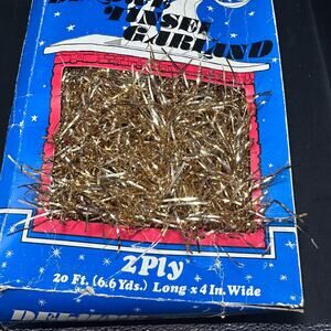 Christmas Deluxe Gold Tinsel Garland Metalized Tarnish Proof Flamed Retarded VTG
